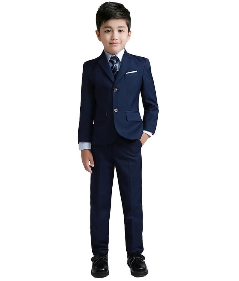 YuanLu Kids Suits for Boys Navy Blue Boy Suit Slim Fit Ring Bearer Outfit Wedding Guest Dresswear Toddler Tuxedo Size 2T - Image 1